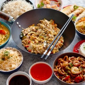 Chinese food set. Asian style food concept composition.