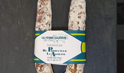 Saucisse pur porc boyau naturel Cantal France CE2 160 G ENV